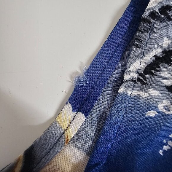 90s Hilo Hattie‎ Hawaiian Tropical Print Sleeveless Sheath Dress Side Tie Blue M - Picture 8 of 11